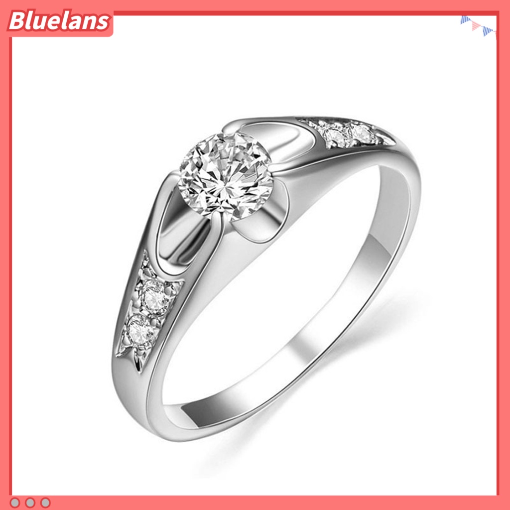 {In Stock} Cincin Wanita Halus Mengkilap Tembaga Berlian Imitasi Cincin Kawin Tertanam Untuk Pesta