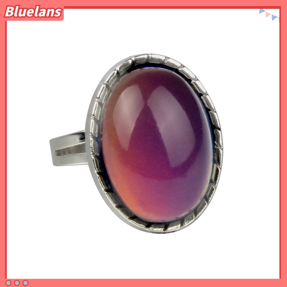 {In Stock} Fashion Wanita Permata Imitasi Suhu Suasana Hati Berubah Warna Jari Cincin Perhiasan Dekor