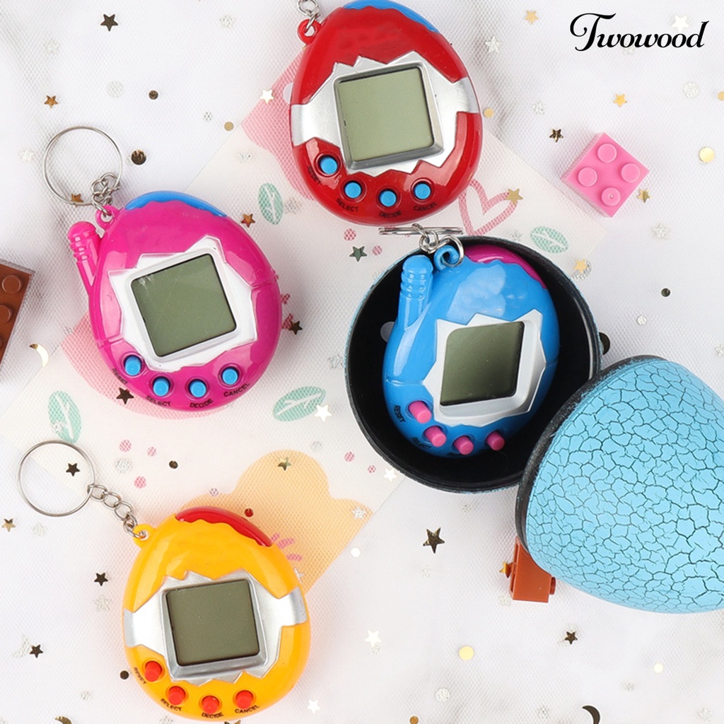 Twowood Pocket Game Console Handheld Virtual Pet Feeding Tekan Untuk Bermain Dengan Gesper Gantung Nostalgia Konsol Hewan Peliharaan Elektronik Mainan Anak
