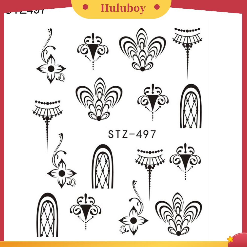 {In Stock} DIY Hitam Bunga Nail Art Stiker Transfer Air Manicure Decals Dekorasi