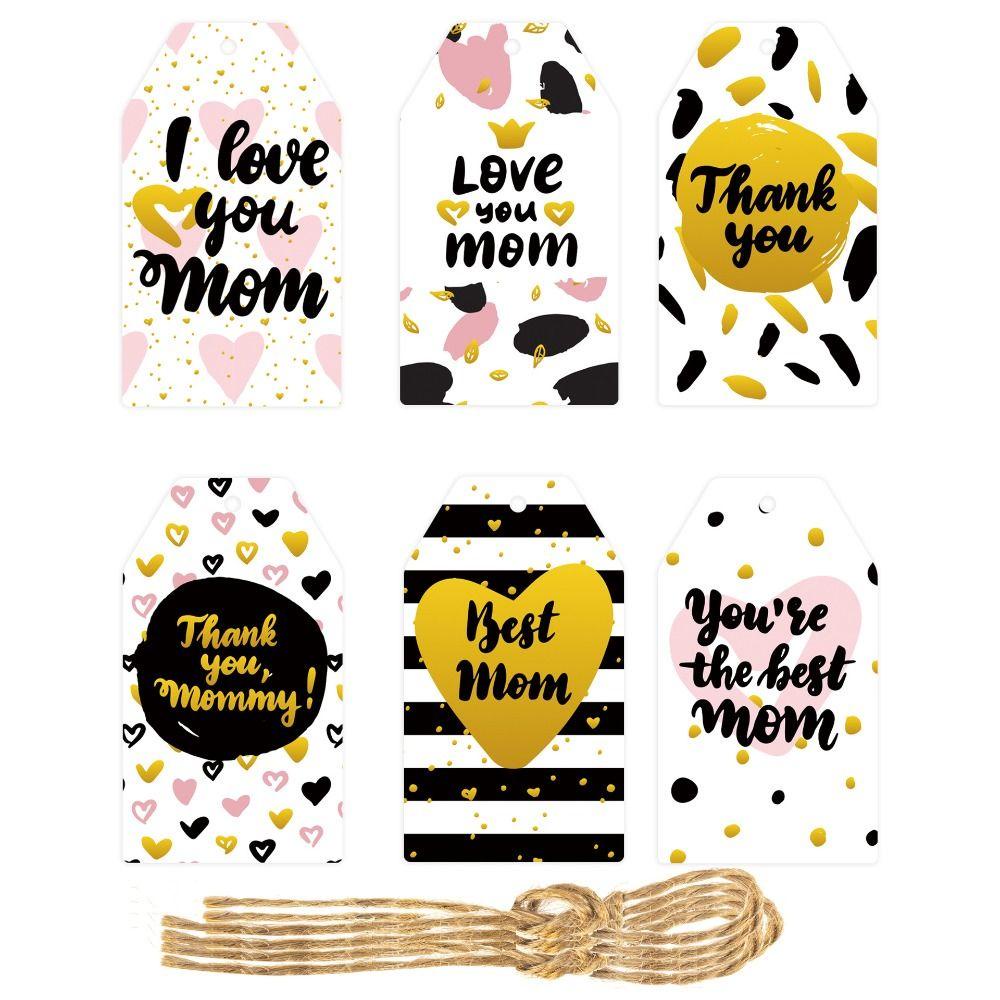 TOP 60pcs Mother's Day Tag Perlengkapan Nikmat DIY Hadiah Hari Ibu Pembungkus Dekorasi Best Mom Hang Tag