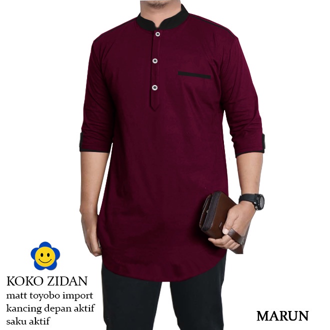 Koko Zidan - Central Grosir Fashion (CGF) - Ukuran S-3XL - Matt Katun Toyobo Import - Baju Koko Qurta Pria - Baju Koko atasan Pria