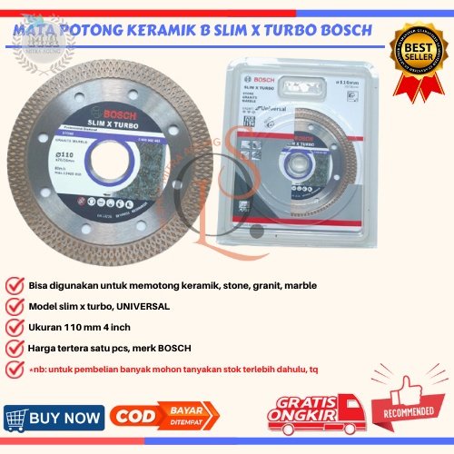 Mata Potong Keramik Turbo Batik Bosch 4 inch Pisau Potong Granite 110m OLS BOCSH Diamond Cutting Wheel Batik Turbo 4 Inch Mata Pisau Potong Granit Keramik BHS [COD]