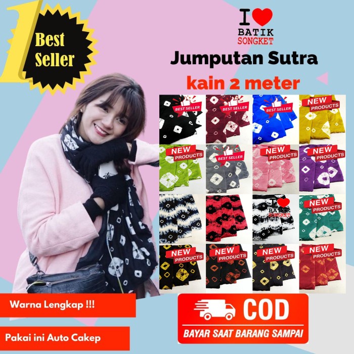 Batik sutra jumputan 2 meter bahan kain palembang sasirangan - random
