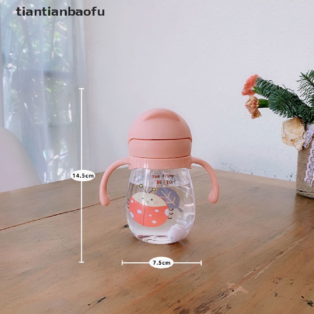 [tiantianbaofu] 250ml Baby Sippy Water Cup Kid Handle Belajar Makan Botol Minum Anti Tersedak Dengan Gravity Ball Kids Training Cup Dengan Sedotan Butik