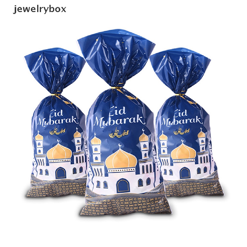 [jewelrybox] 50pcs Eid Mubarak Gift Bags Plastik OPP Permen Cookie Bag Ramadan Kareem Decor Boutique