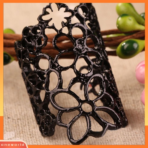 {oneworld} Fashion Perhiasan Wanita Berongga Bunga Paduan Pembukaan Yang Dapat Disesuaikan Pesta Prom Cincin