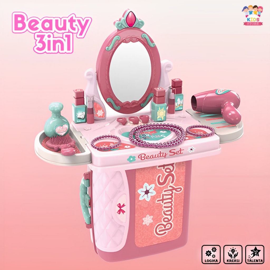 3in1 Beauty Set | Mainan Anak Perempuan Makeup Salon Salonan Terbaru 2023 | Hadiah Ulang Tahun Anak Cewek