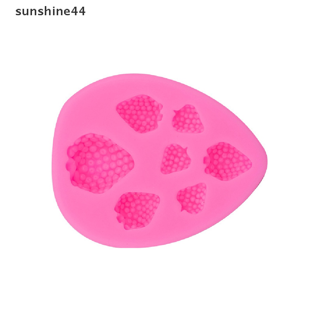 Sunshine 3D Cetakan Fondant Silikon Strawberry Mini Cetakan Permen Fondant Coklat Berries ID