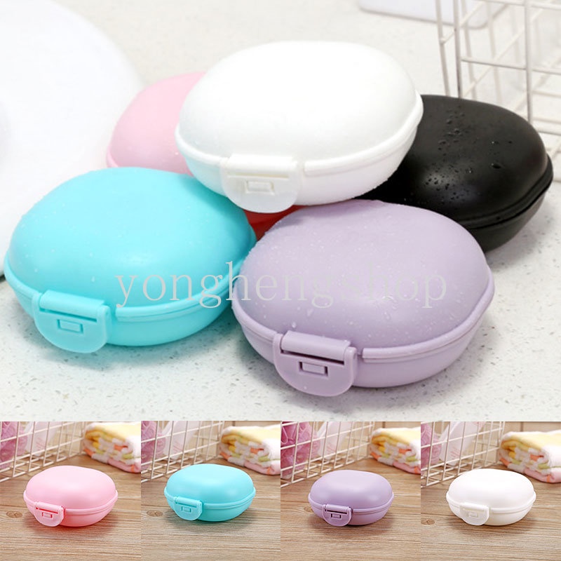 Kotak Sabun Warna Macaroon Dengan Tutup Travel Outdoor Portable Tempat Sabun Wadah Mini Soap Case Kotak Penyimpanan Piring Aksesoris Kamar Mandi