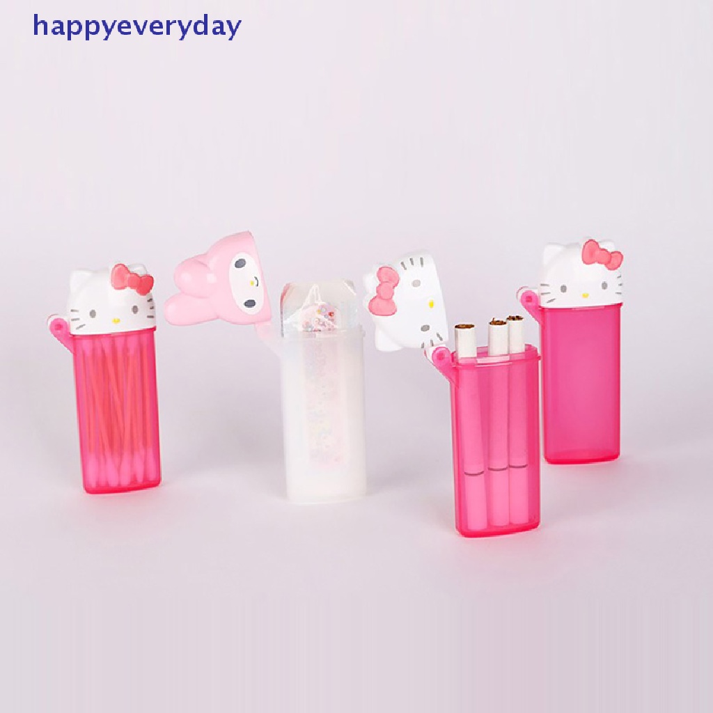 [happy] Kawaii Aksesoris Kartun Hello Kittys My Melody Cotton Swab Box Tempat Penyimpanan [ID]