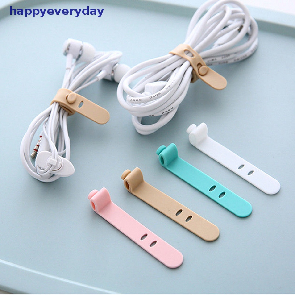 [happy] Silicone Kabel Data Organizer Headphone Cord Finishing Buckle Wrap Tie Strap [ID]