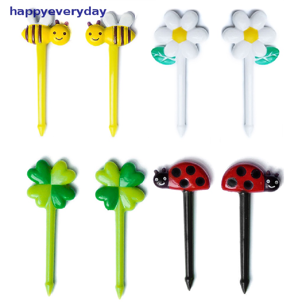 [happy] 8pcs Lucu Hewan Lebah Bunga Mini Kartun Buah Garpu Untuk Anak Snack Kue Dessert Pick Tusuk Gigi Bento Makan Siang Dekorasi Pesta [ID]