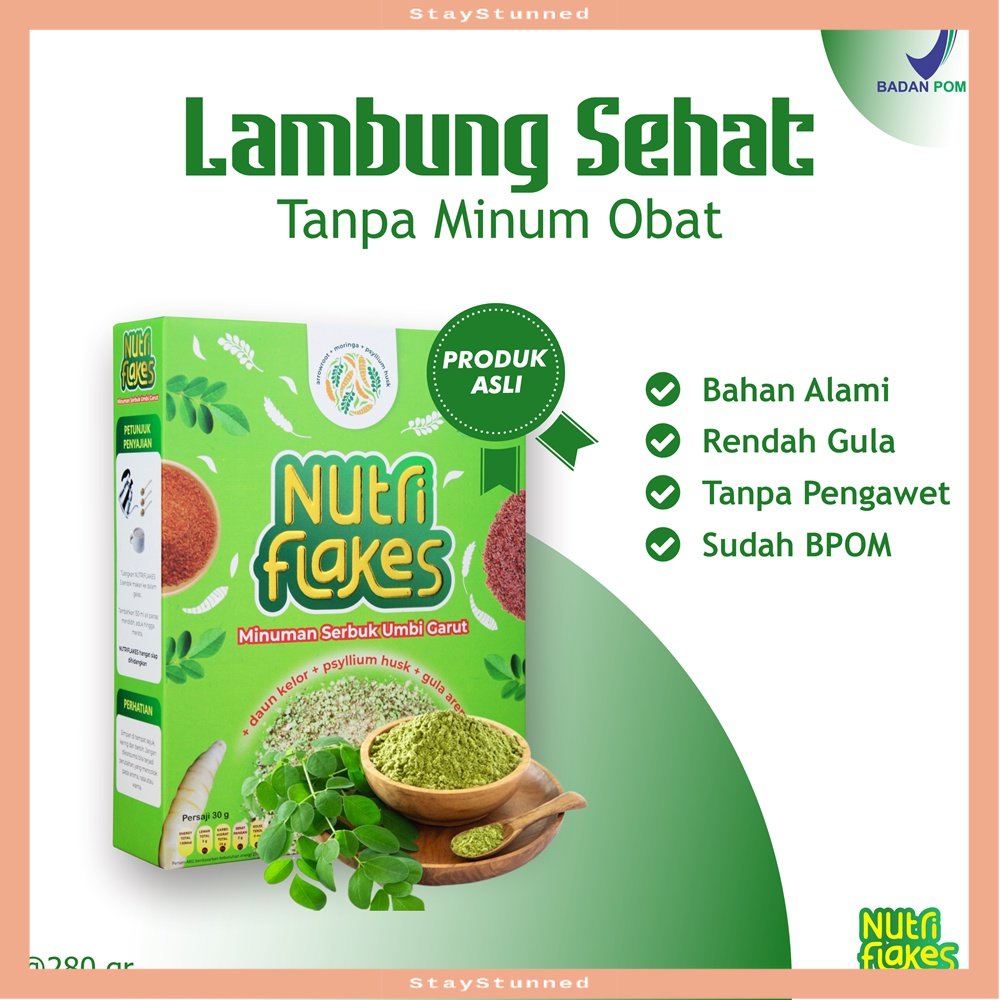

PROMO TERMURAH VIRAL KEKINIAN !! NUTRIFLAKES Sereal Umbi Garut Atasi Asam Lambung Secara Alami Tanpa Efek Samping 1 Box