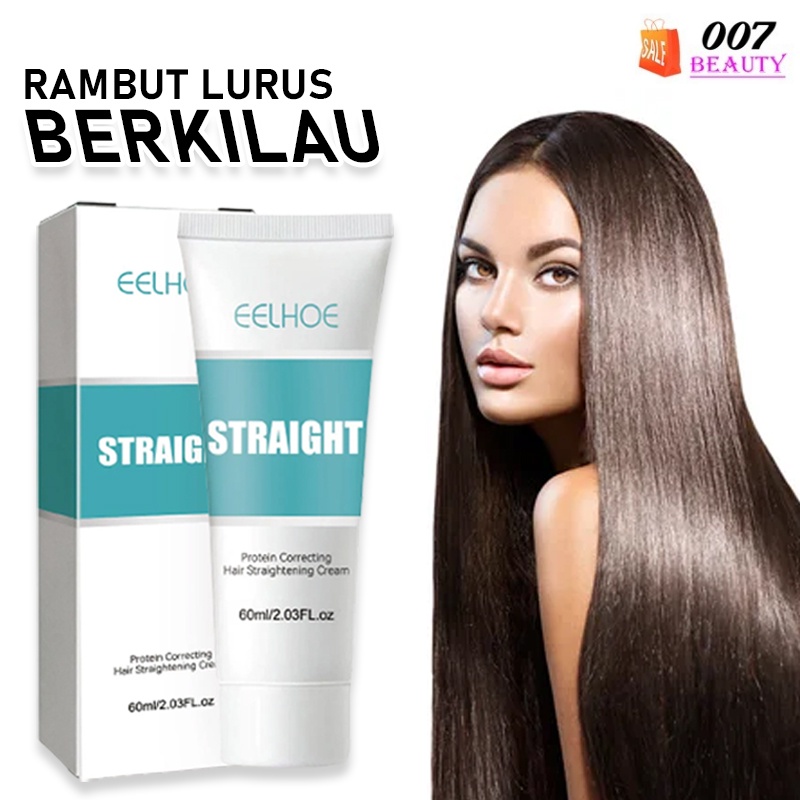 AMPUH Pelurus Rambut Wanita Permanen Tanpa Catok Perawatan Untuk Rambut Rusak dan Kering EELHOE Straight Hair Cream