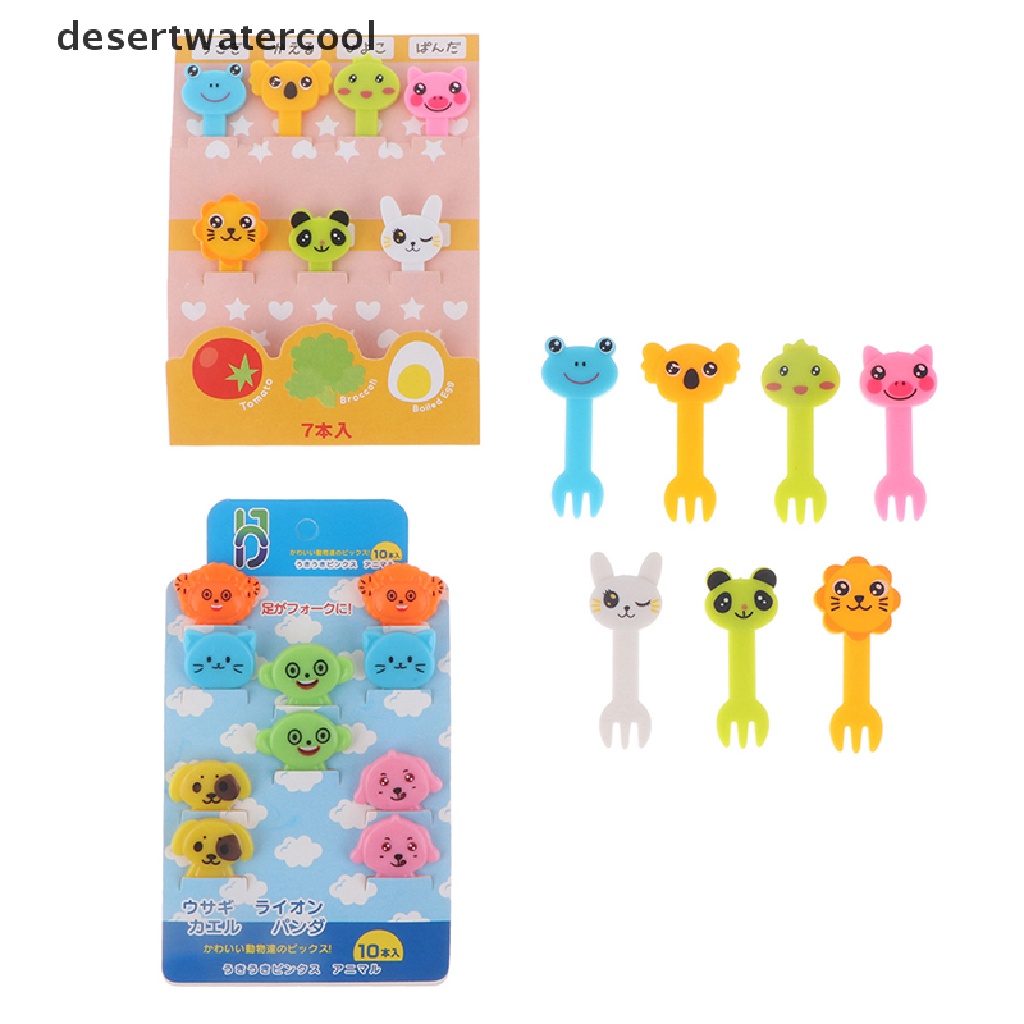 Deid7per8/10pcs Kartun Mini Garpu Buah Animal Farm Mini Cartoon Fruit Fork Food Fork Martijn
