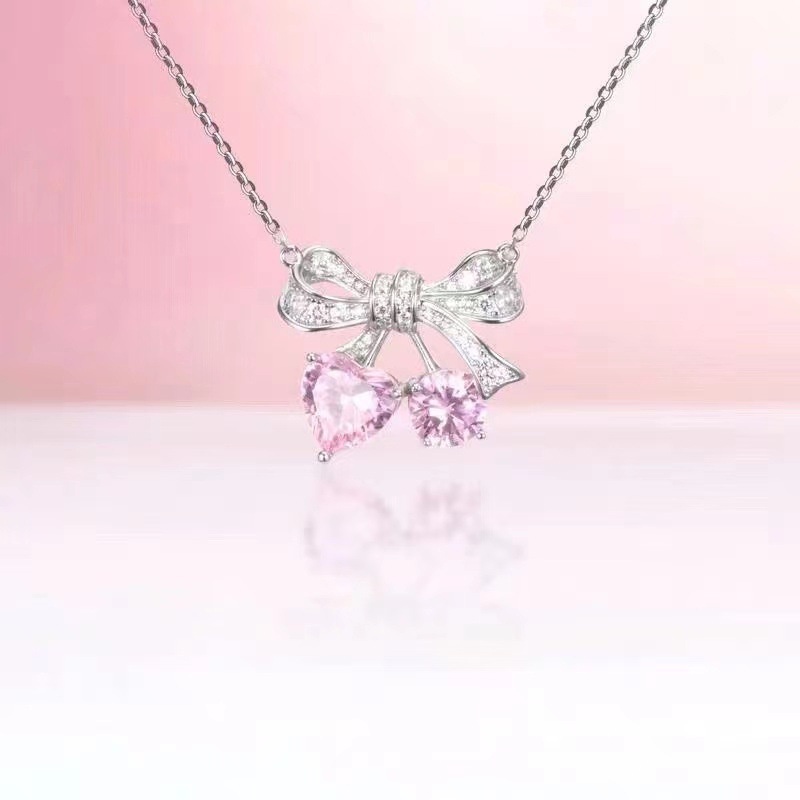 Kalung Hati Ikatan Simpul Fashion Zircon Alloy Untuk Wanita