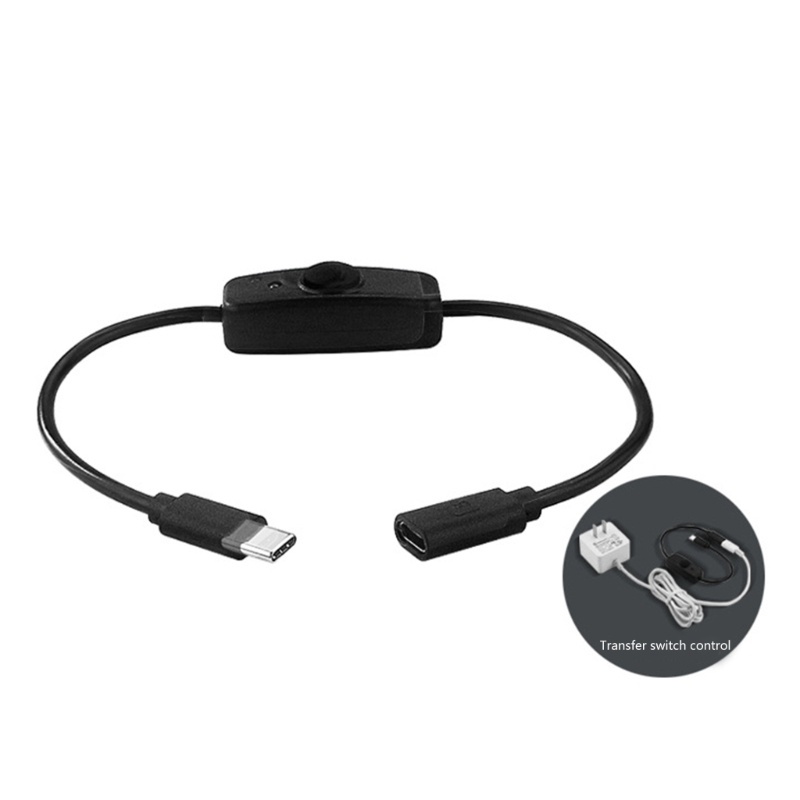 Bt Type-C Power Supply USBC Male to Female Kabel Ekstensi Saklar On Off 31cm
