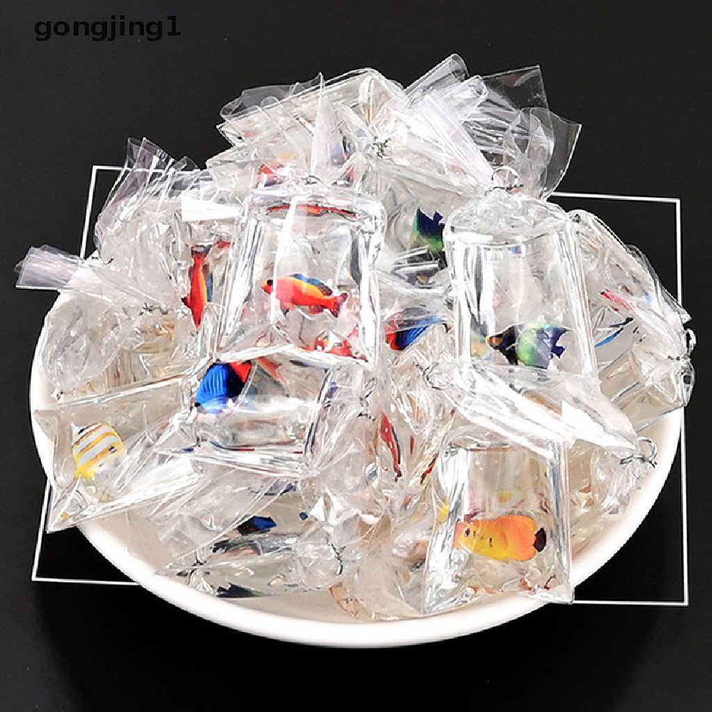 Ggg 1pc Resin Ikan Mas Ch Ikan Kecil Dalam Liontin Kantong Air Untuk Gantungan Kunci Diy ID