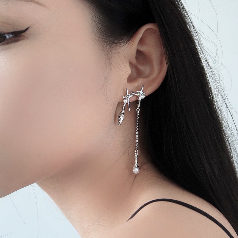 Yeezii Anting Perak Bintang Tidak Teratur Untuk Wanita Rumbai Mutiara Earring Perhiasan Aksesoris