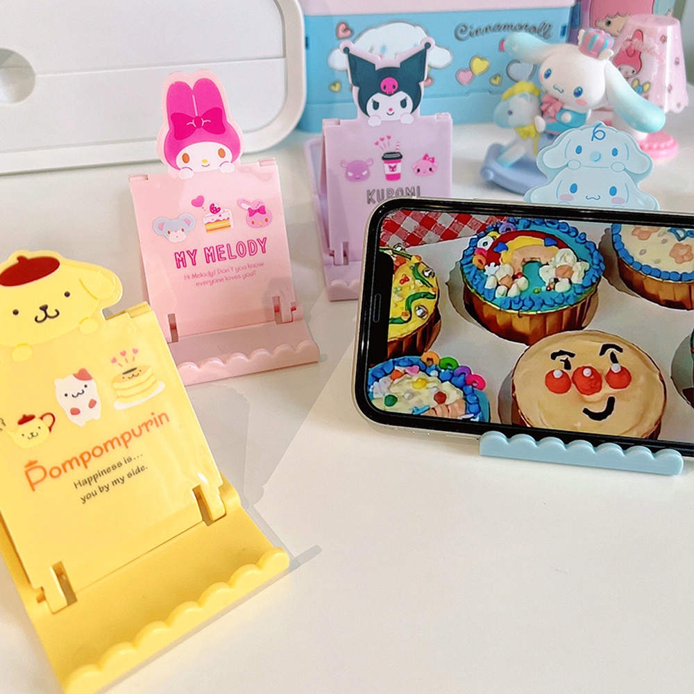 Kartun Saku Lipat Ponsel Tablet Holder Adjustable Membawa Cinnamoroll Kulomi Stabilizer Ponsel Lucu