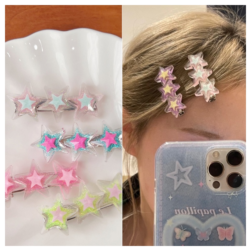 Fashion Jepit Wanita Lucu Pesona Gadis Rambut Pin Warna-Warni Jelly Aksesoris Rambut Pentagram Bintang Jepit Rambut Gaya Korea Keren Hiasan Kepala 1pc Bintang Hair Clip