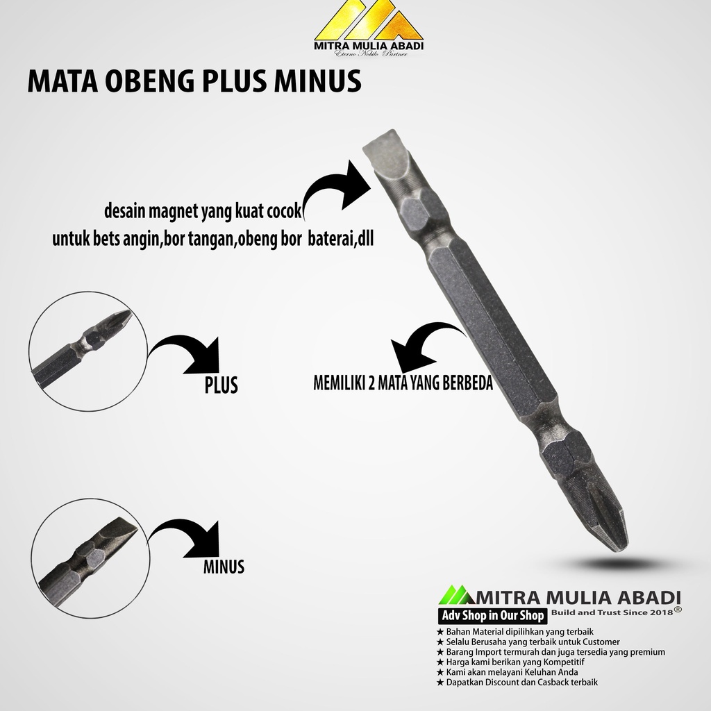 Mata Obeng Plus Minus Magnetic | Magnetic Nut Setters Chronium Vanadium Steel