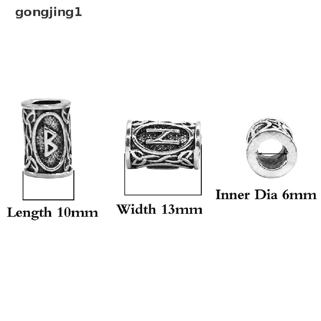 Ggg 24pcs Viking Runes Set Manik-Manik Longgar Spacer Manik-Manik Untuk Kepang Rambut Gimbal Beads DIY Membuat Perhiasan ID