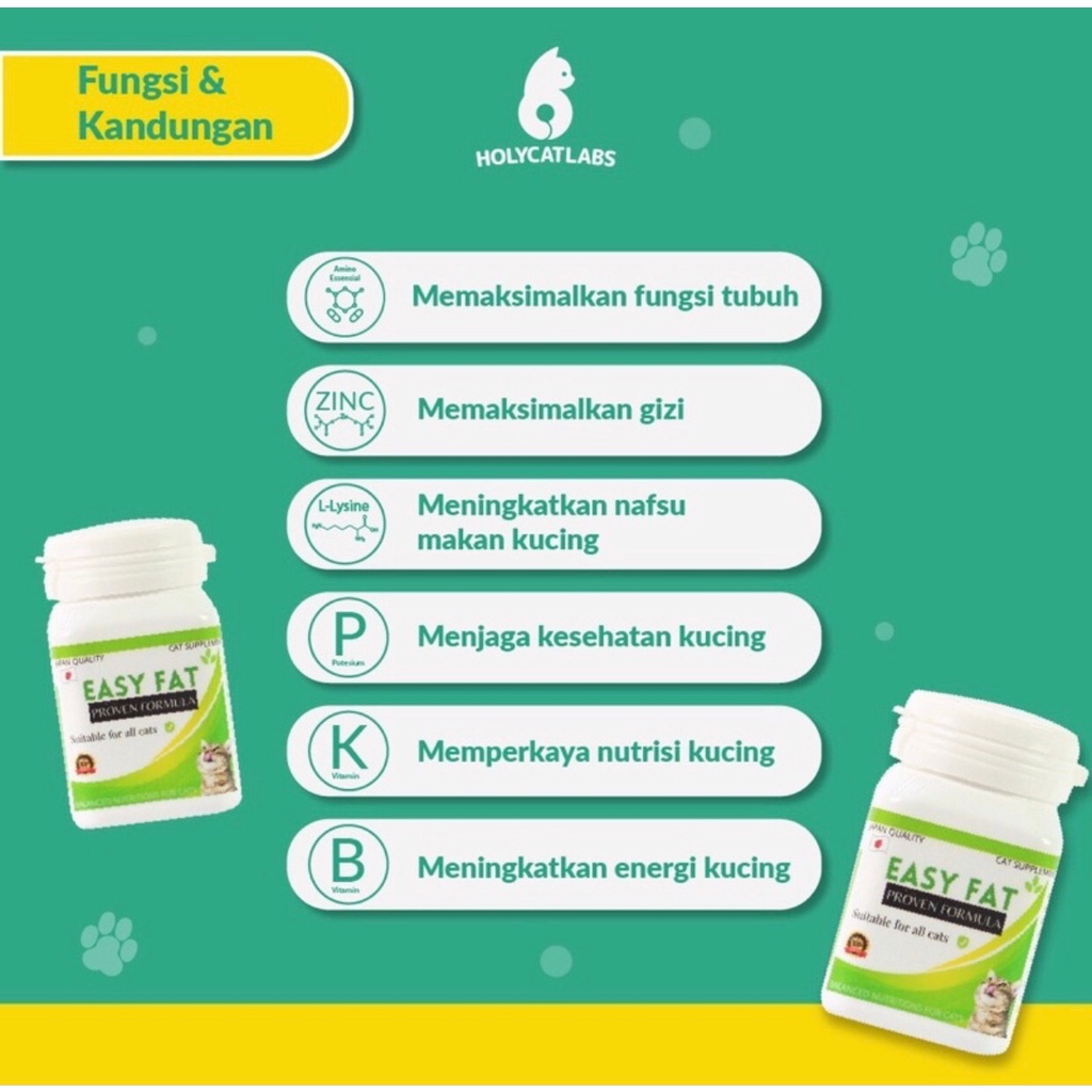 (Ecer) Easy Fat Cats 5 Kapsul, 1 Kapsul by Royal Cats | Vitamin Penggemuk Kucing dan Nafsu Makan | H