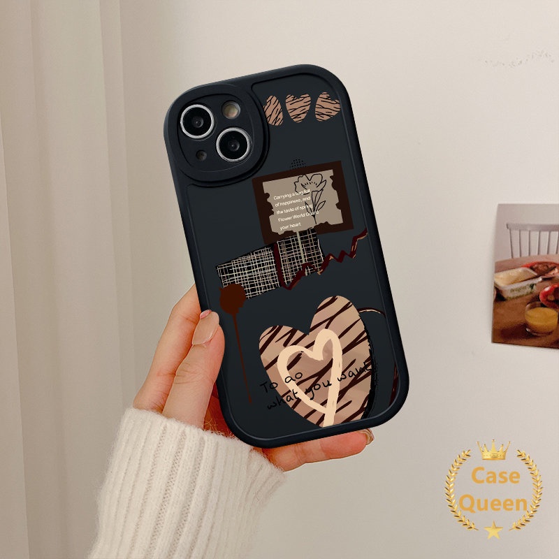 IPHONE Casing Ponsel Tpu Lembut Merek Trendi Kompatibel Untuk Iphone11 14 12 13 Pro Max XR XS X Max 8 7 6 6s Plus SE 2020 Ins Graffiti Cinta Hati Bunga Letter Cover