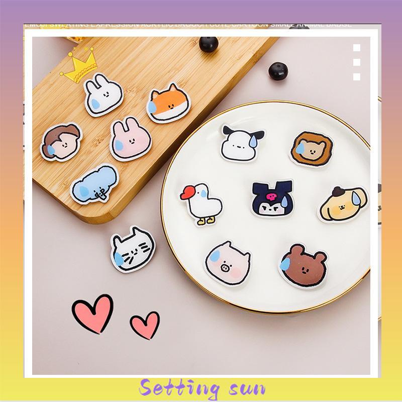 Berkeringat Emoji Bros Akrilik Kartun Lucu Lencana Hewan Kecil Lencana Jepit Rambut DIY TN