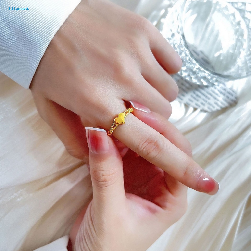 Lilyscent Dipoles Gadis Cincin Perhiasan Aksesoris Cinta Kecil Hati Jari Cincin Elegan