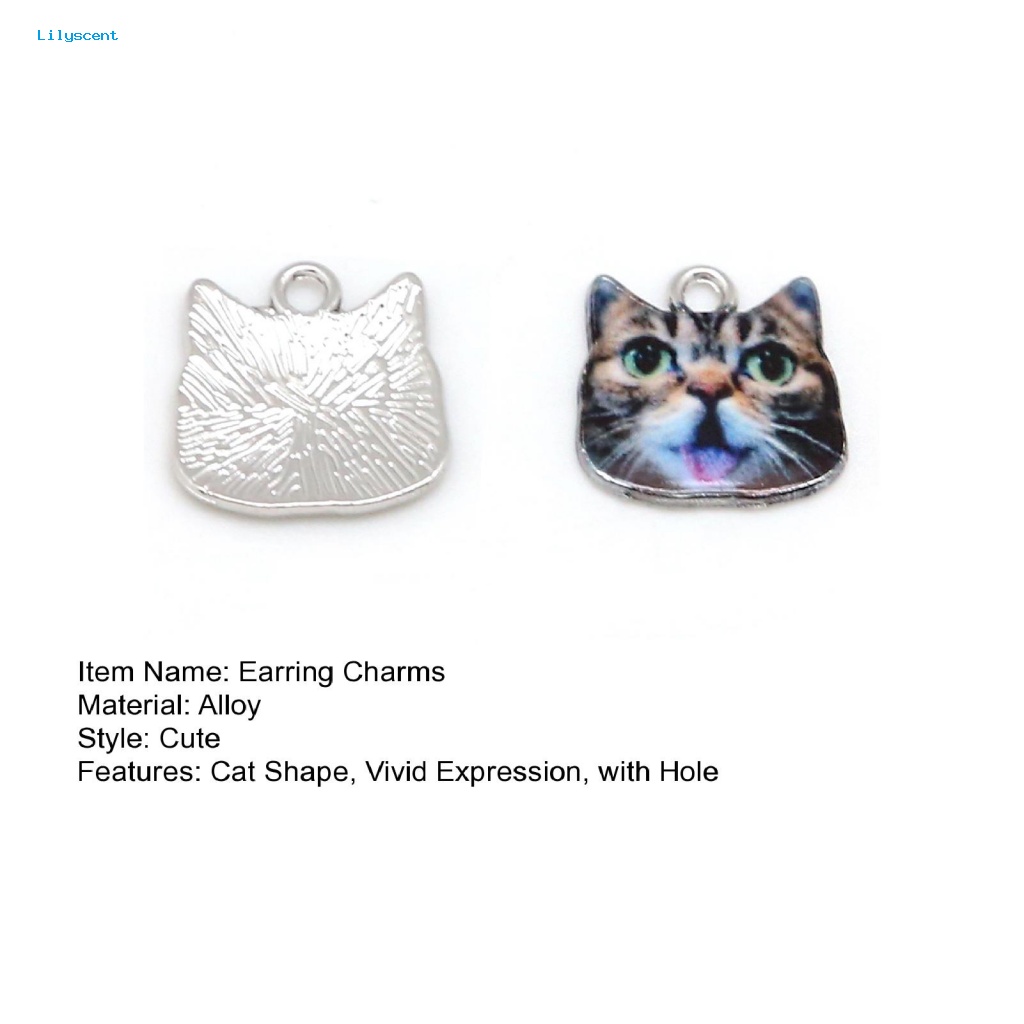 Lilyscent 1pasang Ornamen Ear Studs Liontin Aksesori Fashion Multi Gaya Enamel Kucing Kalung Liontin Dengan Lubang