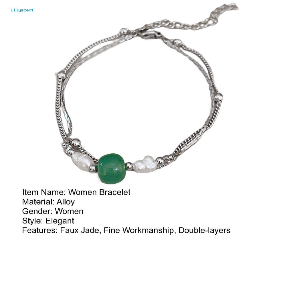 Lilyscent Slim Wanita Gelang Fashion Perhiasan Vintage Faux Jade Perempuan Bangle Gaya Cina