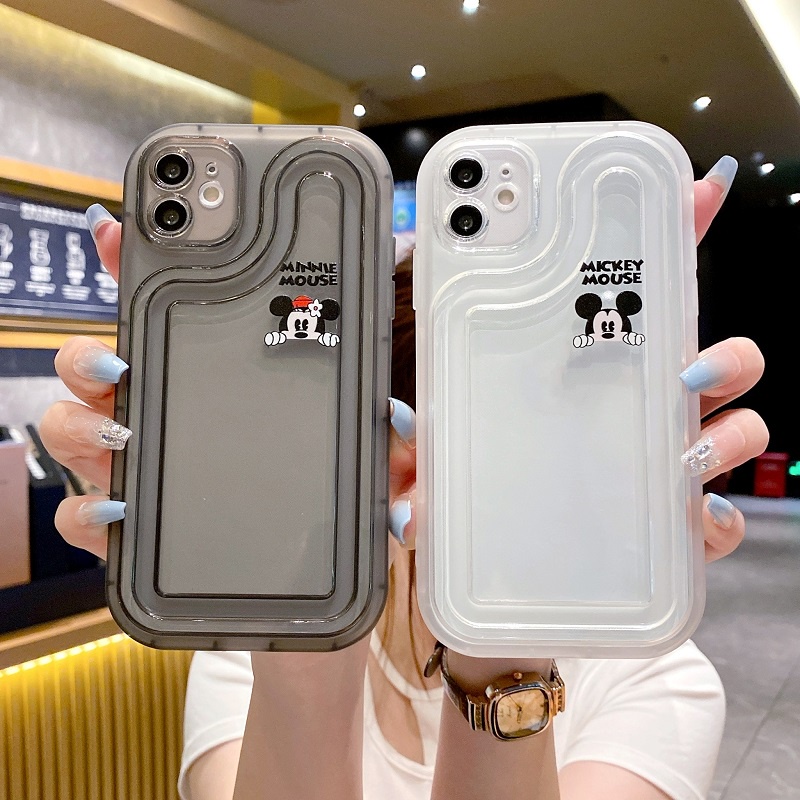 IPHONE Air sac Penebalan Pelindung case Untuk Iphone14 13 12 11 Pro MAX X XR XS Max7 8 Plus Kartun Mickey Minnie Transparan Anti-drop