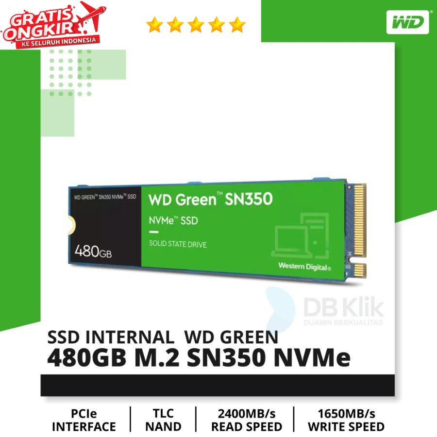 SSD WD GREEN 480GB M.2 SN350 NVMe - WD Green NVMe M.2 SN350 480GB