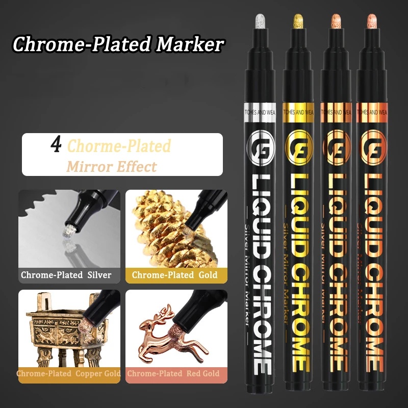 Ban Keramik Graffi Art Cetakan Kerajinan Tangan Metalik Craftwork Paint Tool Chrome Mirror Plated Waterproof Marker Reflektif Paint Metal DIY Liquid Signature Pen