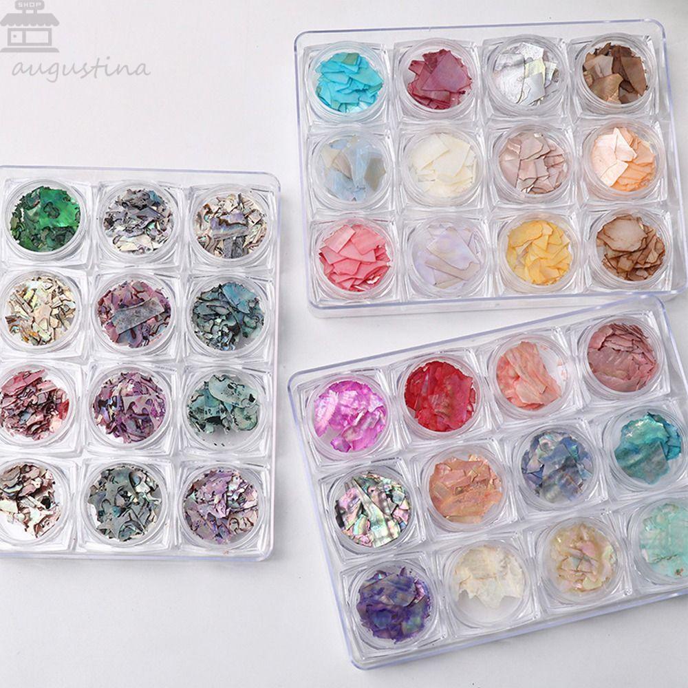 Agustin 3D Nail Art Dekorasi Sorot Warna-Warni Ultra Tipis Manicure Aksesoris Shell Nail Sequin Tekstur Abalone Hiasan Kuku