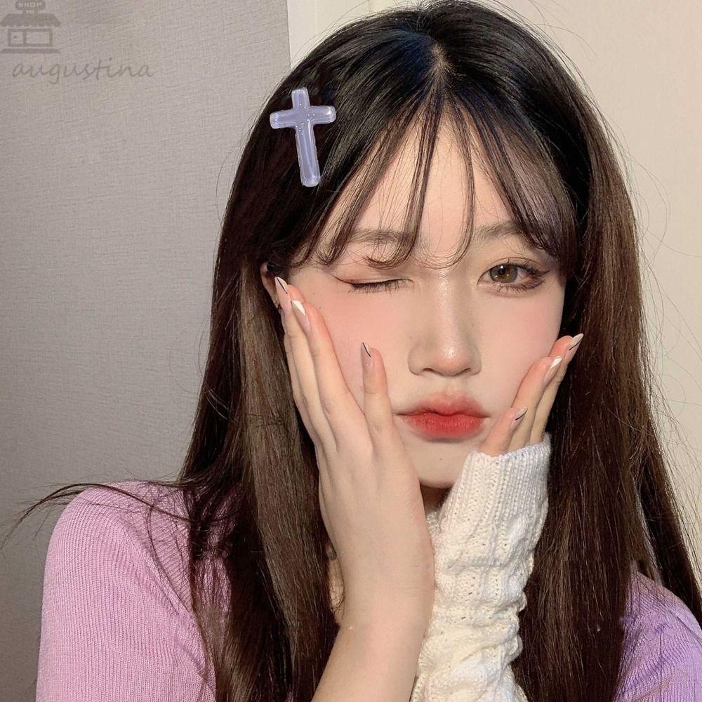 Agustinina Jepit Rambut Silang Shiny Retro Simple Kecil Hairpin Bintang Poni Klip Duckbill Klip Bentuk Geometri Aksesoris Rambut Perempuan