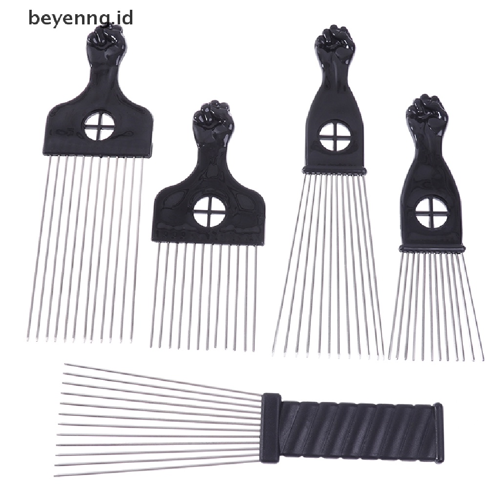 Beyen Black Fist Afro Metal Comb African Sikat Sisir Rambut Salon Hairstyle Styling Tool ID