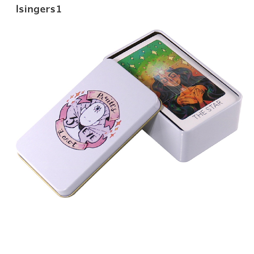 [lsingers1] Tin Box Kartu Tarot Mata Ketiga Dek Ramalan Permainan Papan Pesta w/Butik Manual