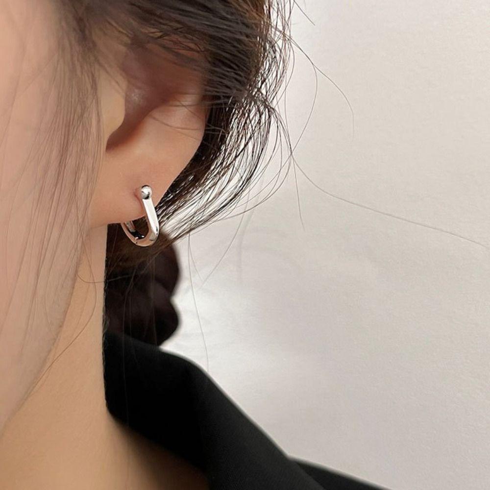 Mxbeauty Anting Gaya Korea Trendi Hadiah Perak Mencegah Alergi Tembaga Aksesoris Telinga Hoop Ear Buckle