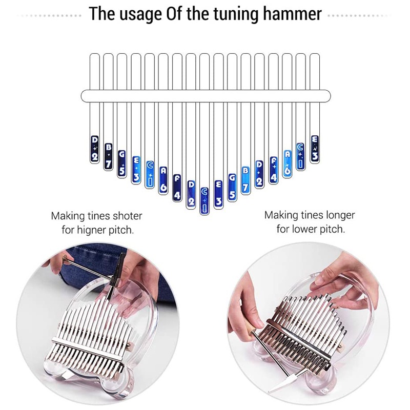 Kitty/Bear Kalimba 17 keys Acrylic Musik Kristal Jari Alat Musik Mainan Kalimba Crystal Musical Instrument