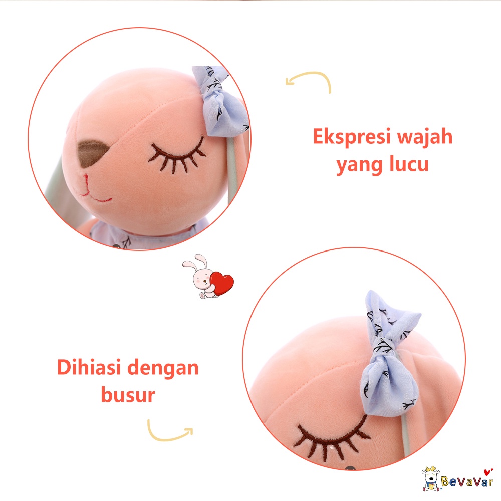 BEVAVAR Boneka Kelinci Telinga Panjang Tarik Newborn / Mainan Boneka Tidur Bayi Perempuan Laki Laki