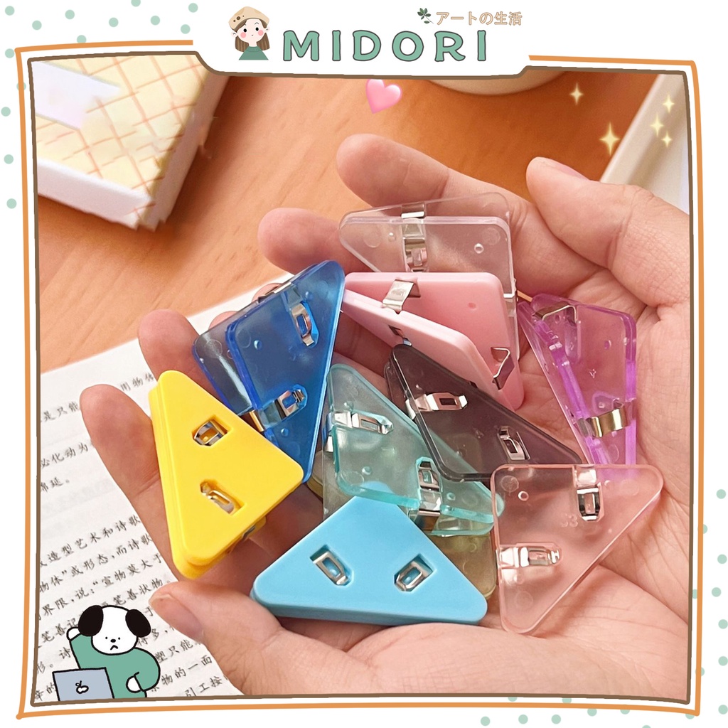 

[MIDORI] Klip Kertas Segitiga Penjepit Transparant Solid Paper Clip Multifungsi - F0190