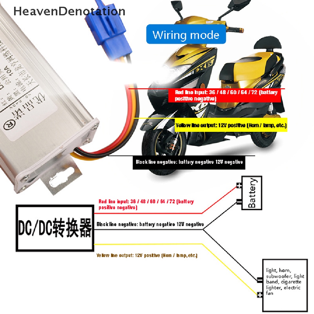 [HeavenDenotation] Trafo DC 36V 48V 60V 72V 96V Untuk 12V 10A 20A Converter Sepeda Listrik HDV