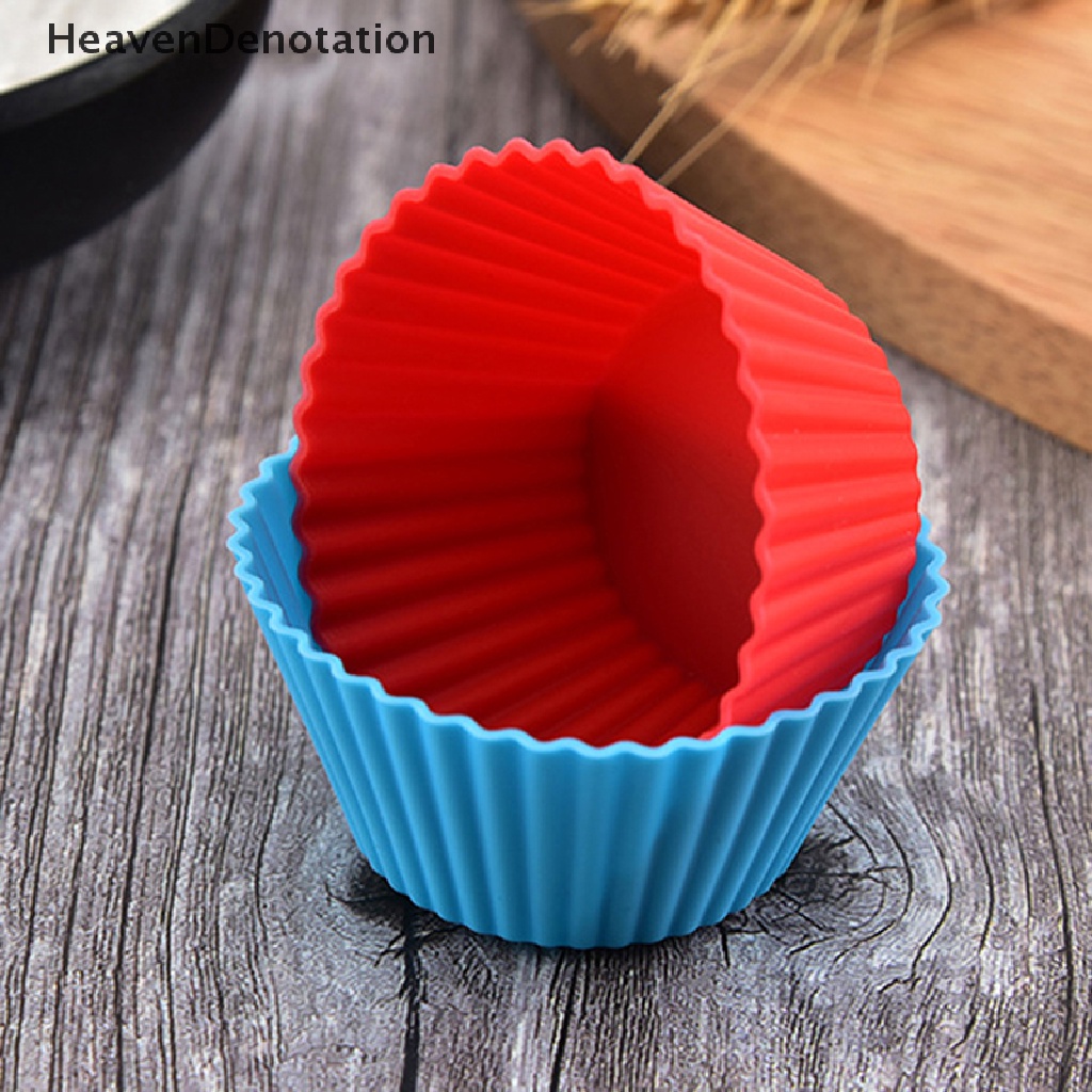 [HeavenDenotation] 5pcs Cetakan Silikon Bulat Cupcake Muffin Cup Baking Cookies Egg Tart Jelly Mold HDV