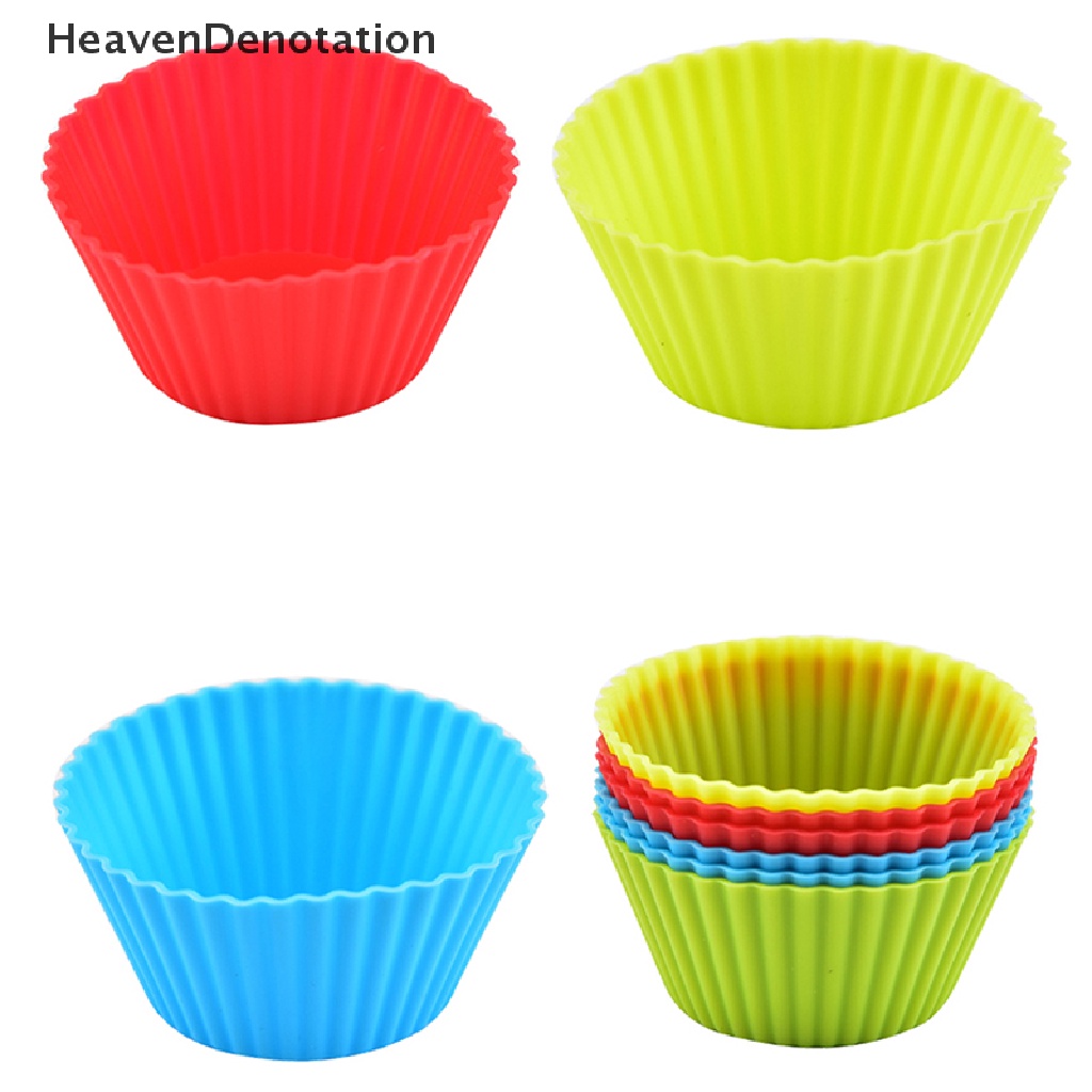 [HeavenDenotation] 5pcs Cetakan Silikon Bulat Cupcake Muffin Cup Baking Cookies Egg Tart Jelly Mold HDV