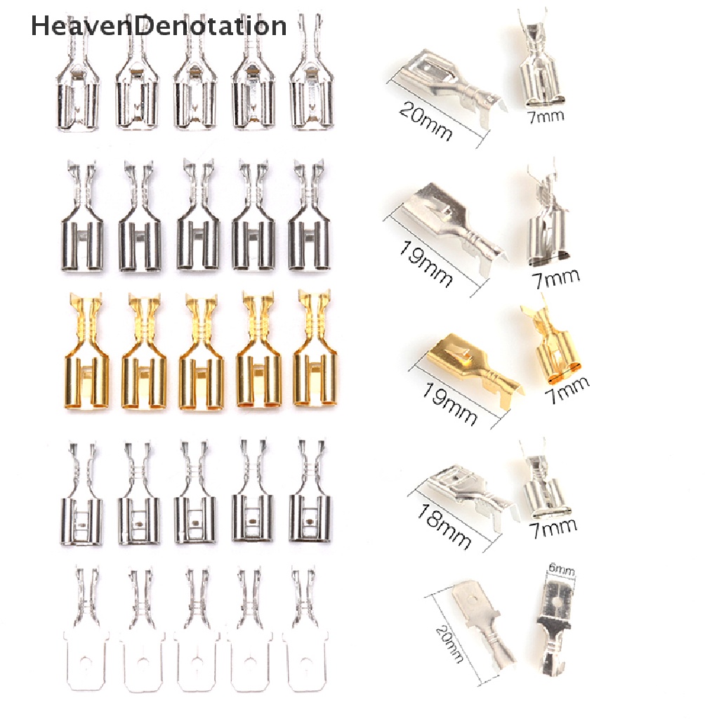 [HeavenDenotation] 50pcs 6.3 Crimp Terminal Konektor Spade Pria Wanita Terminal Crimping HDV
