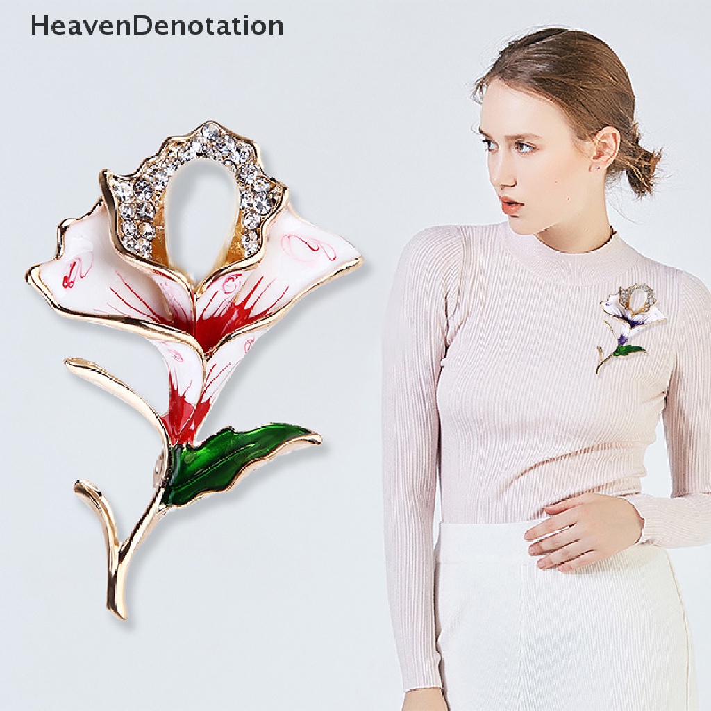 [HeavenDenotation] Kristal Bunga Mawar Bros Pin Berlian Imitasi Alloy Warna Rose Gold Bros Hadiah Ulang Tahun Aksesoris Garmen HDV